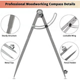 zinmirk.compass for Geometry, Compass for Woodworking, 16 inch Precision Woodworking Compass with Wing Divider and Pencil Holder, Large Compass for Geometry, Woodworking Compass, Drafting, Drawing Compass