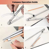 zinmirk.compass for Geometry, Compass for Woodworking, 16 inch Precision Woodworking Compass with Wing Divider and Pencil Holder, Large Compass for Geometry, Woodworking Compass, Drafting, Drawing Compass