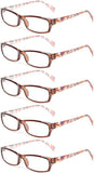 ZINMARK Reading Glasses 5 Pairs Fashion Ladies Readers Spring Hinge with Pattern Print Eyeglasses for Women