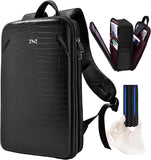 ZINZ Protective Laptop Backpack, Expandable Computer Bag Rucksack with Hard Leather Cover & 3 Compartments for 15 15.6 16 inch Notebooks, Ergonomic Shoulder Strap，B01K01