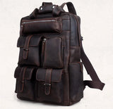 Vintage Crazy Horse Genuine Leather Men Backpack Travel Bagpack Male School Backpack Fashion Hiking Rucksack Mochila Book Bag