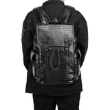 Matte Alligator Leather Backpack Men Large Capacity Men's Backpacks Business Travel Bag Anti-theft Flap Drawstring Laptop Bags