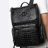 New Classic Crocodile Leather Backpack Men's Business Top Layer Leather Computer Backpack Large Capacity Business Travel Bag