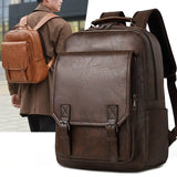 Fashion Leather Men Backpack Business Male 15.6" Laptop Bag Daypacks Large Capacity Travel College School Bag
