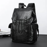 Matte Alligator Leather Backpack Men Large Capacity Men's Backpacks Business Travel Bag Anti-theft Flap Drawstring Laptop Bags