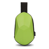New Men's and Women's Crossbody Bag Hard Shell Shoulder Bag Cool Motorcycle Riding Bag USB Headphone Port Fashion Chest Bag