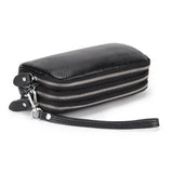 ZinMark Women Long Wallet Genuine Leather 3-Layer Zipper Purse Bag Large Capacity Wristlet Clutch Wallets Phone Bag Money Purses 2026