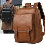 Fashion Leather Men Backpack Business Male 15.6" Laptop Bag Daypacks Large Capacity Travel College School Bag