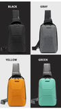 Men's Motorcycle Design Chest Bag Waterproof Travel Sling Bag With USB Port Lightweight Hard Shell Safe Shoulder Bag For Male