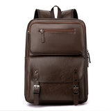 Fashion Men Backpack PU Leather Bagpack Large Laptop Backpacks Male Mochilas Black Schoolbag For Teenagers Boys Brown Sac A Dos