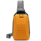 Men's Motorcycle Design Chest Bag Waterproof Travel Sling Bag With USB Port Lightweight Hard Shell Safe Shoulder Bag For Male