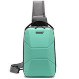 Men's Motorcycle Design Chest Bag Waterproof Travel Sling Bag With USB Port Lightweight Hard Shell Safe Shoulder Bag For Male