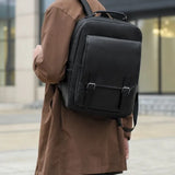 Fashion Leather Men Backpack Business Male 15.6" Laptop Bag Daypacks Large Capacity Travel College School Bag