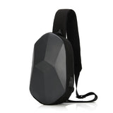 New Men's and Women's Crossbody Bag Hard Shell Shoulder Bag Cool Motorcycle Riding Bag USB Headphone Port Fashion Chest Bag