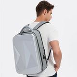 Large Capacity Hard Shell Computer Backpack Laser Rhomboid Business Backpack Men's Business Fashion Waterproof Travel Backpack