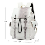 Matte Alligator Leather Backpack Men Large Capacity Men's Backpacks Business Travel Bag Anti-theft Flap Drawstring Laptop Bags
