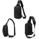 Men's Motorcycle Design Chest Bag Waterproof Travel Sling Bag With USB Port Lightweight Hard Shell Safe Shoulder Bag For Male