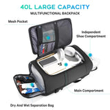 BANGE Multi New Men Backpack Sports Travel Business Large Capacity Dry and Wet Separation Outdoor Hiking with Shoe Compartments