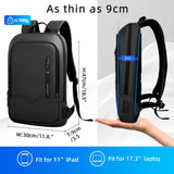HK Slim Business Backpack for Men 17.3 inch Laptop Bag with USB Port Lightweight School Bag Waterproof Travel Backpacks for Work