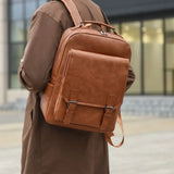 Fashion Leather Men Backpack Business Male 15.6" Laptop Bag Daypacks Large Capacity Travel College School Bag