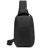 Men's Motorcycle Design Chest Bag Waterproof Travel Sling Bag With USB Port Lightweight Hard Shell Safe Shoulder Bag For Male