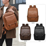 Fashion Leather Men Backpack Business Male 15.6" Laptop Bag Daypacks Large Capacity Travel College School Bag
