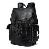 Matte Alligator Leather Backpack Men Large Capacity Men's Backpacks Business Travel Bag Anti-theft Flap Drawstring Laptop Bags