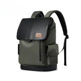 Lee Brand Large Capacity Flip Leather 16 inch Laptop School Bag for Student, Men Women Outdoor Waterproof Oxford Travel Backpack