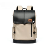 Lee Brand Large Capacity Flip Leather 16 inch Laptop School Bag for Student, Men Women Outdoor Waterproof Oxford Travel Backpack