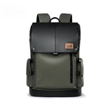 Lee Brand Large Capacity Flip Leather 16 inch Laptop School Bag for Student, Men Women Outdoor Waterproof Oxford Travel Backpack