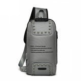 Sling Crossbody Bag Rivet Crossbody Bags for Travel Bag Anti-theft USB Charging Water Repellent Shoulder Bag