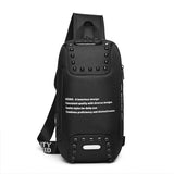 Sling Crossbody Bag Rivet Crossbody Bags for Travel Bag Anti-theft USB Charging Water Repellent Shoulder Bag