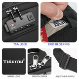 Sling Crossbody Bag Splashproof Anti-theft USB Charging Casual Bag for Men Black
